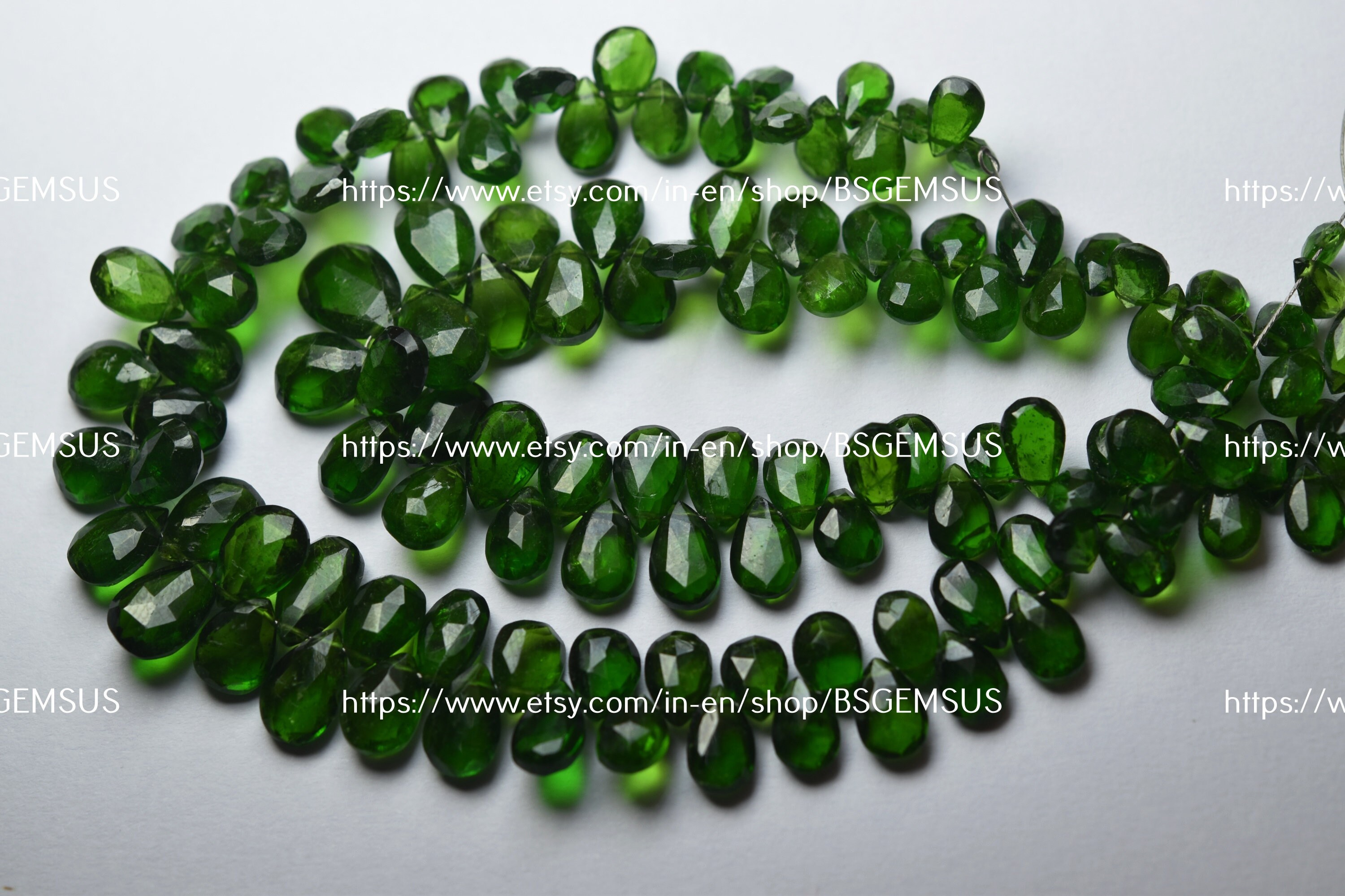 20 Beads,natural Chrome Diopside Faceted Pear Shape Briolettes,size 7-9mm Approx