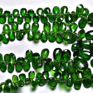 20 Pcs,Beautiful Natural Green Chrome Diopside Pear Faceted Briolettes,Size is 5x7-7x10mm #974