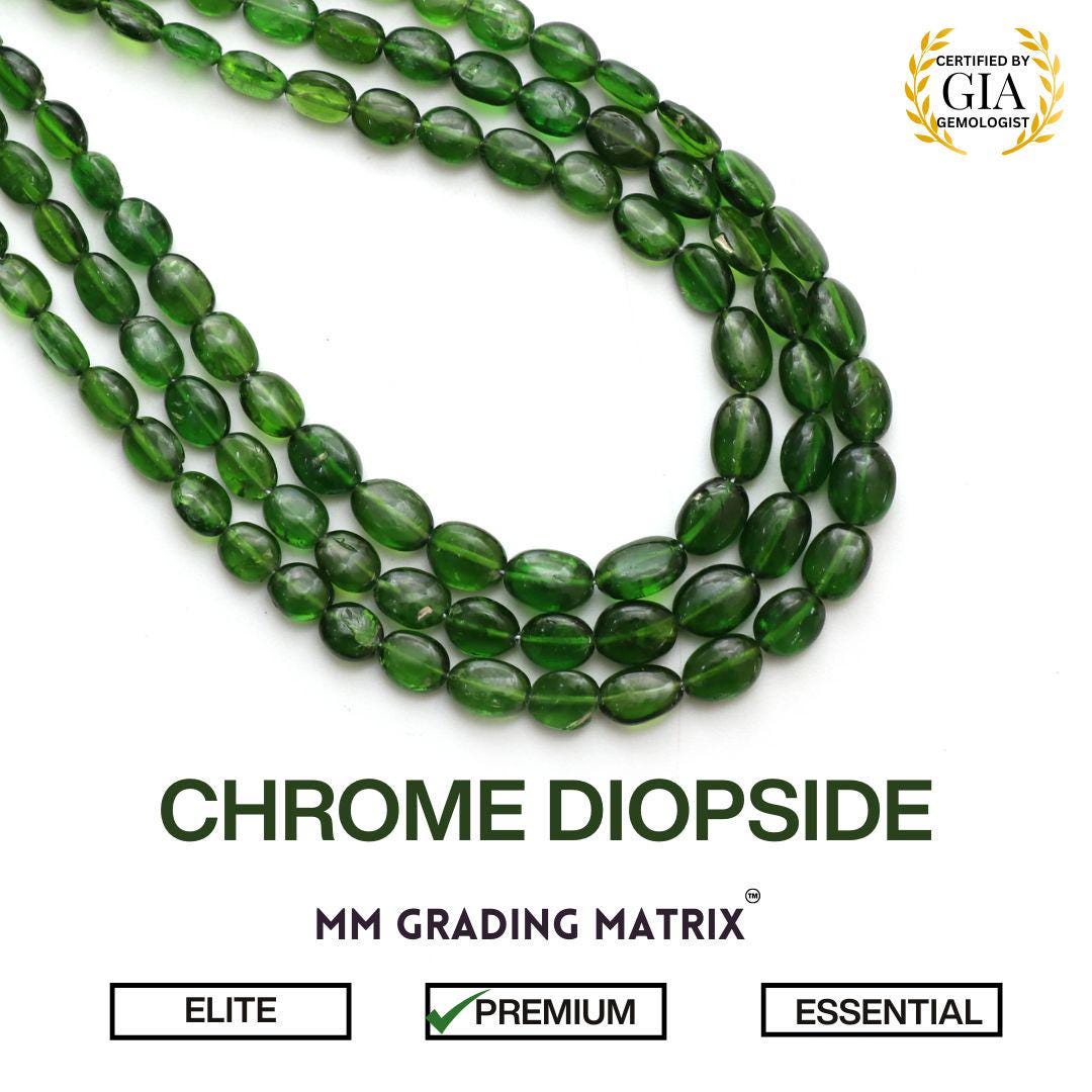 4x4.5 Mm To 5.5x8 Mm Chrome Diopside Smooth Oval Gemstone Beads, Jewelry Making Beads, Natural Chrome Diopside Beads Strand 18 Inches