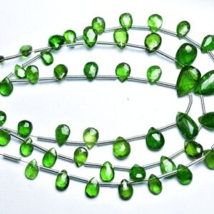 Chrome Diopside Pear Beads - 7 Inches - Beautiful Natural Faceted Chrome Diopside Pear Briolettes - Size is 4x5-6x8mm #2164