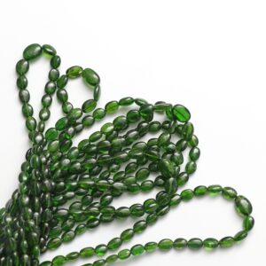 Green Chrome Diopside Smooth Oval Beads, 5x4 Mm To 8x6 Mm, Chrome Diopside Oval, Diopside Jewelry Making Gemstone, 8 Inch / 18 Inch Strand