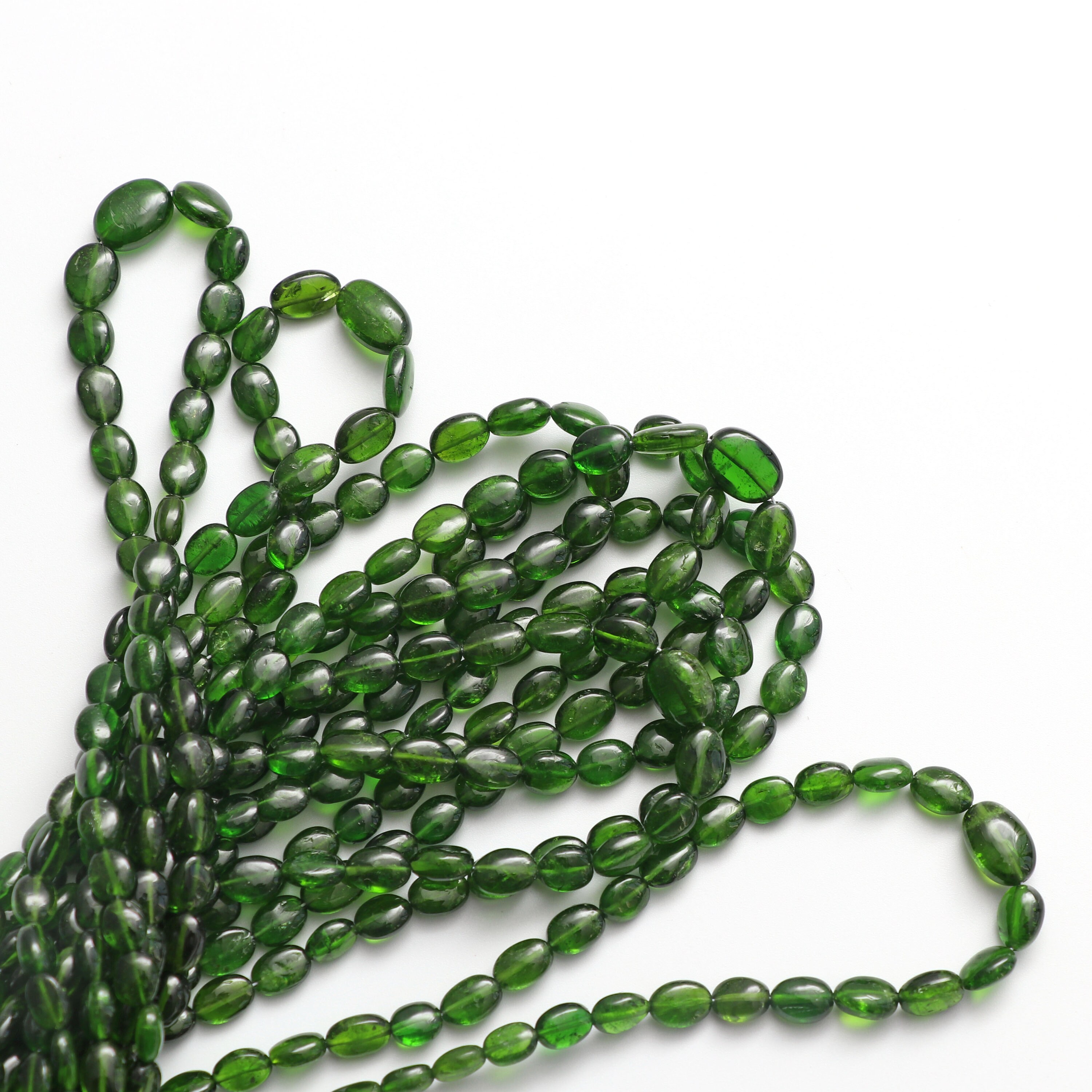Green Chrome Diopside Smooth Oval Beads, 5x4 Mm To 8x6 Mm, Chrome Diopside Oval, Diopside Jewelry Making Gemstone, 8 Inch / 18 Inch Strand