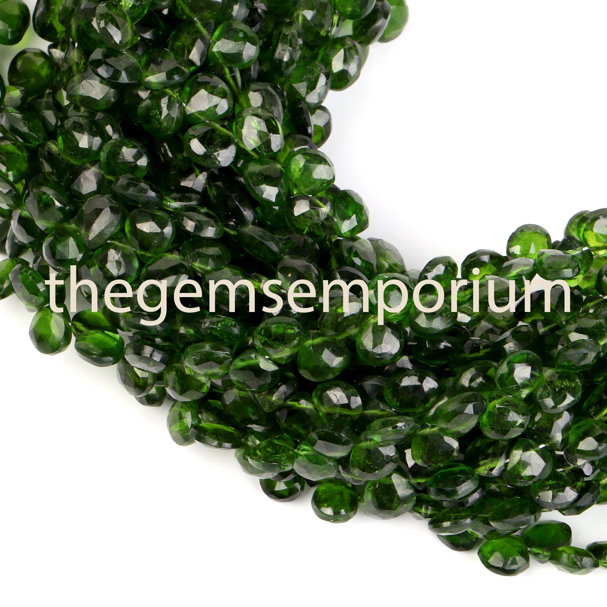 Natural Chrome Diopside 5-7mm Heart Briolette Beads, Chrome Diopside Heart Beads, Aaa Quality Gemstone For Jewelry Making, Faceted Beads