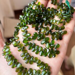 Natural Chrome Diopside Faceted Pear Shape Briolettes, Size 6-7mm Approx
