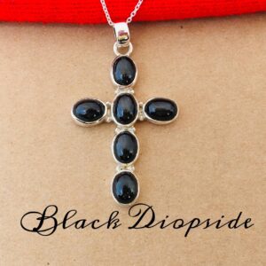 Black Diopside Jesus Pendant In 925 Sterling Silver, Gemstone Necklace, Christianity Pendant, Silver Jewelry, Stone Pendant, Gift For Her