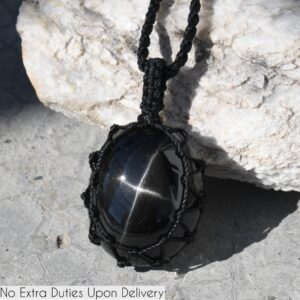 Black Star Diopside Pendant, Black Stone Necklace, Celestial Jewelry, Gemstone Men's Necklace, Husband Gifts For Birthday