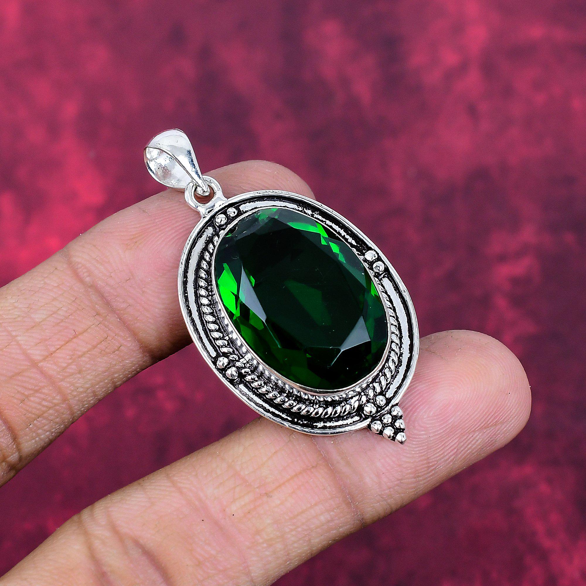Chrome Diopside Gemstone 925 Sterling Silver Pendant Jewelry, Handmade Jewelry Unique Pendant Gift For Her, Gift For Love, Gift For Wife