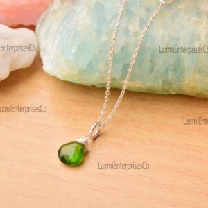 Chrome Diopside Pendant In 925 Sterling Silver, Gemstone Necklace, Artisan Pendant, Wire Wrapped, Fancy Shape, Dainty Pendant, Gift For Her