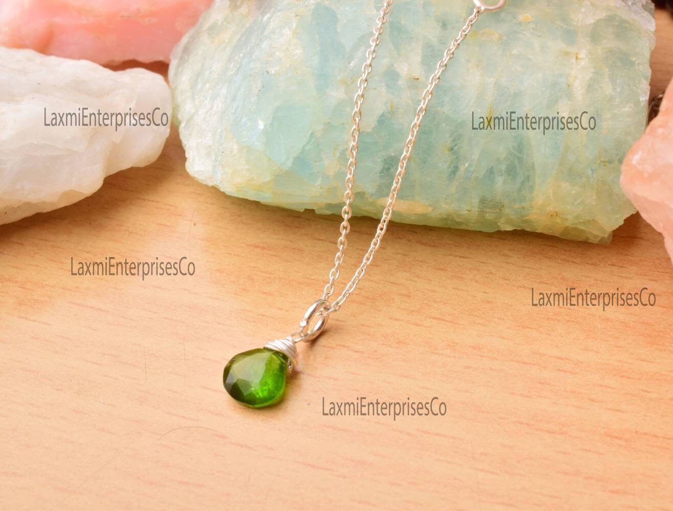 Chrome Diopside Pendant In 925 Sterling Silver, Gemstone Necklace, Artisan Pendant, Wire Wrapped, Fancy Shape, Dainty Pendant, Gift For Her