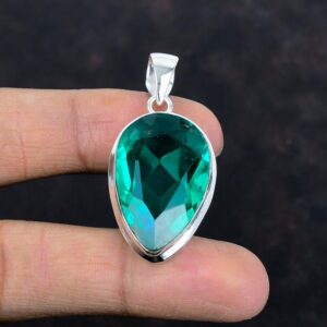 Faceted Chrome Diopside Pendant: 925 Sterling Silver, Handmade