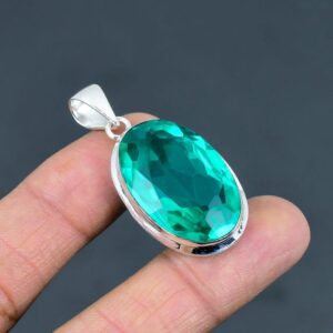 Faceted Chrome Diopside Pendant: 925 Sterling Silver, Handmade