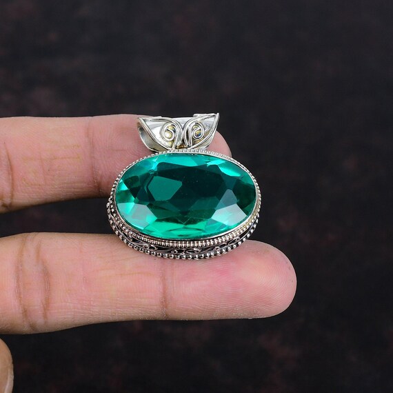 Faceted Chrome Diopside Pendant: Dainty 925 Sterling Silver, Handmade