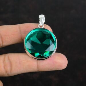 Faceted Chrome Diopside Pendant: Handmade 925 Sterling Silver Jewelry