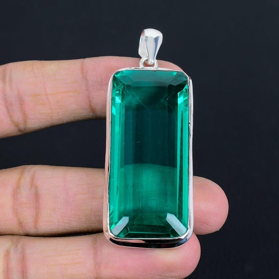 Faceted Chrome Diopside Pendant: Handmade 925 Sterling Silver Jewelry