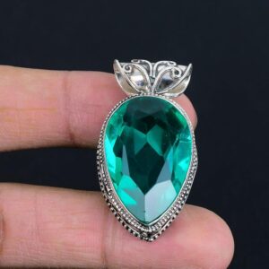 Faceted Chrome Diopside Pendant: Handmade 925 Sterling Silver Jewelry