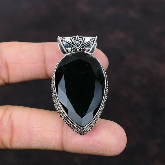 Faceted Chrome Diopside Pendant: Handmade 925 Sterling Silver Jewelry