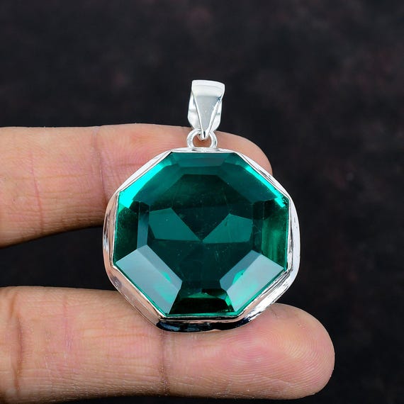 Faceted Chrome Diopside Pendant: Handmade Sterling Silver Gemstone Jewelry