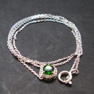 Green Chrome Diopside 925 Silver Pendant With Chain From Russia - 17" - 1.77 Grams