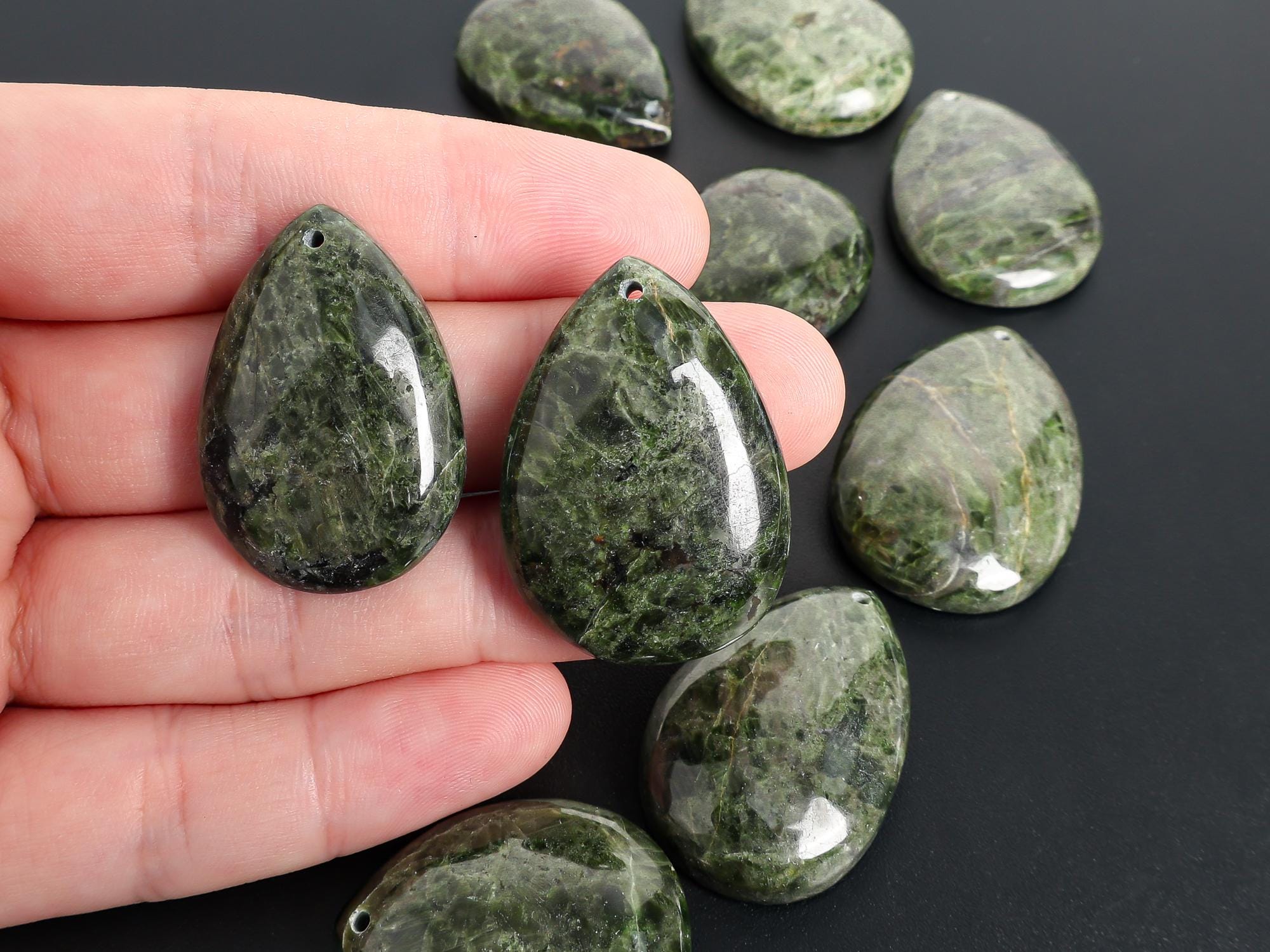 Green Teardrop Diopside Pendant Grade Aa Genuine Natural One Of A Kind Gemstone