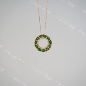 Genuine Chrome Diopside Gold Necklace, Green Gemstone Circle Pendant, Necklaces For Woman, Bridesmaid Gifts