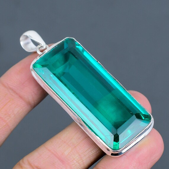 Handmade Faceted Chrome Diopside Pendant: 925 Sterling Silver