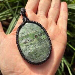 Large Diopside Pendant Neckace: Simple Macrame Jewelry, Gaiasgifts, Surrender Nuture, Nature