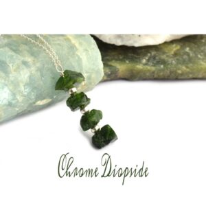Natural Raw Chrome Diopside Pendant In 925 Sterling Silver, Rough Gemstone Necklace, Uncut Pendant, Stone Pendant, Birthstone, Gift For Her