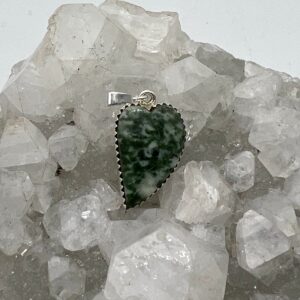 Petite Diopside In Zoisite Heart Pendant-1 3/8