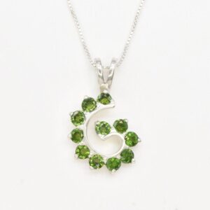 Spiral Chrome Diopside Pendant, Swirl Necklace, Green Spiral, G Shape Pendant, Silver Swirl, Silver Necklace, Green Gemstone, Spiral Charm