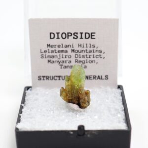 Diopside Crystal Tanzaina Thumbnail Mineral Specimen Perky Box