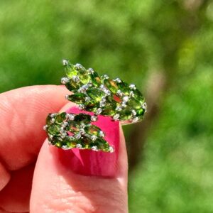 Adjustable Chrome Diopside Ring, Sterling Silver, Size 7.5/8/8.5