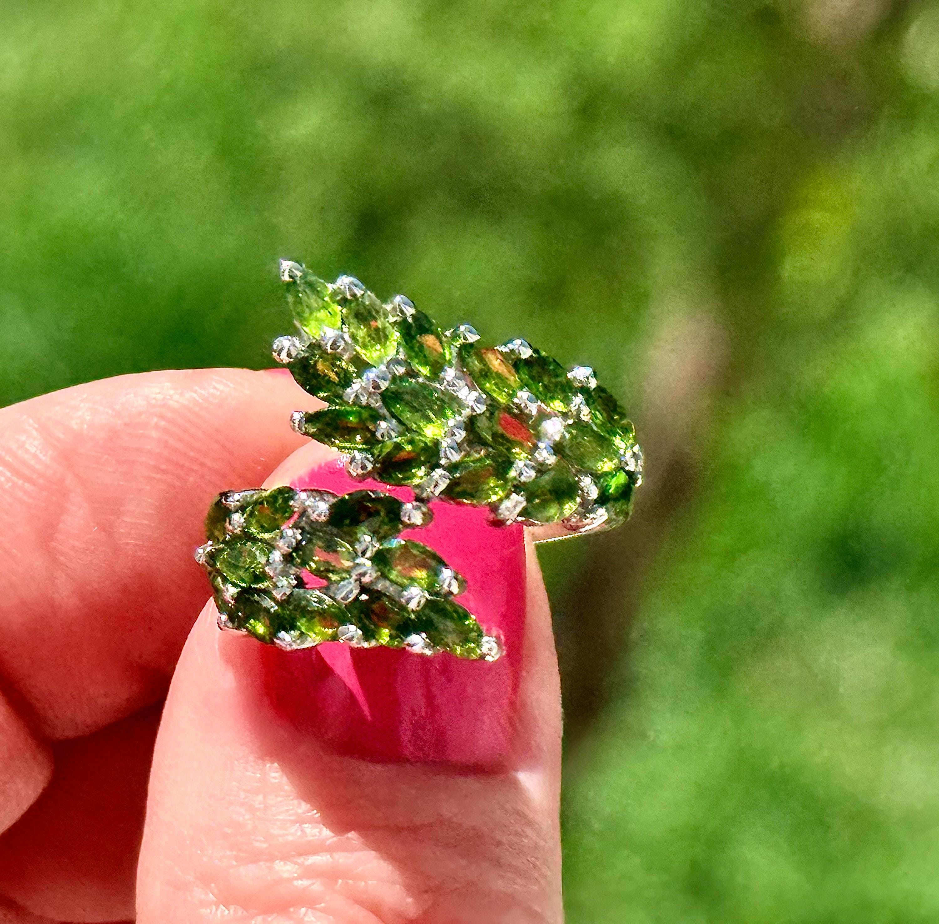 Adjustable Chrome Diopside Ring, Sterling Silver, Size 7.5/8/8.5