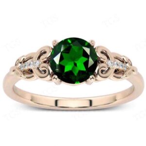 Antique Chrome Diopside Engagement Ring For Women 925 Sterling Silver Chrome Diopside Wedding Ring Art Deco Bridal Promise Ring Gift For Her