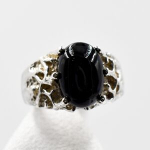 Black Star Diopside Ring, Big And Bold, Genuine Gemstone 14x10mm Oval, 7 plus Carats, Set in 925 Sterling Silver Mounting