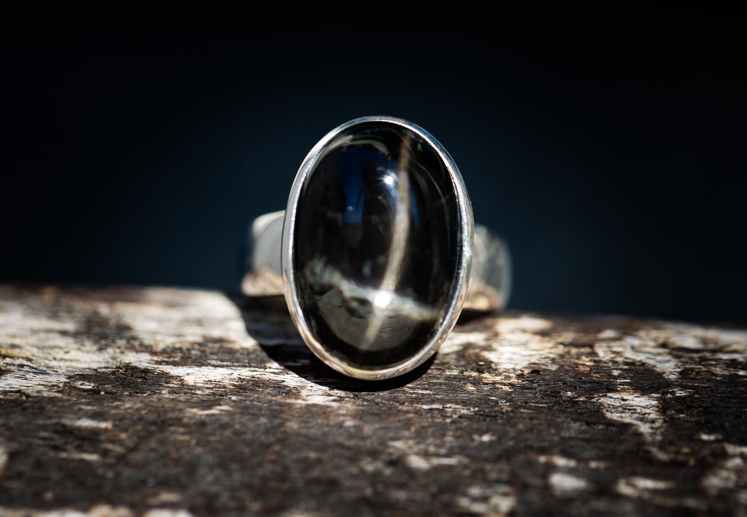 Black Star Diopside Sterling Silver Ring, Size 7-8