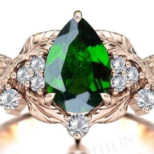Chrome Diopside Wedding Ring Branch Texture Chrome Diopside Engagement Ring Antique Leaf Design Bridal Anniversary Ring Tree Engagement Ring Chrome Diopside Wedding Ring Branch Texture Chrome Diopside Engagement Ring Antique Leaf Design Bridal Anniversary Ring Tree Engagement Ring
