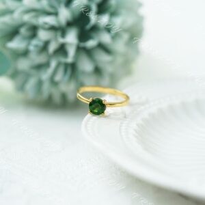Handmade 18K Gold Plated Diopside Ring: Sterling Silver Minimalist Jewelry
