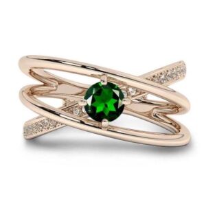Infinity Style Chrome Diopside Engagement Ring For Women 925 Silver Chrome Diopside Wedding Ring Unique Promise Ring Women Solitaire Ring