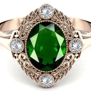 Oval Shape Green Chrome Diopside Engagement Ring Art Deco Filigree Style Wedding Ring Unique Leaf Design Chrome Diopside Bridal Promise Ring Oval Shape Green Chrome Diopside Engagement Ring Art Deco Filigree Style Wedding Ring Unique Leaf Design Chrome Diopside Bridal Promise Ring