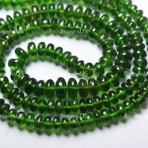 7 Inch Strand, Natural Chrome Diopside Smooth Rondelles. Size 3-4mm