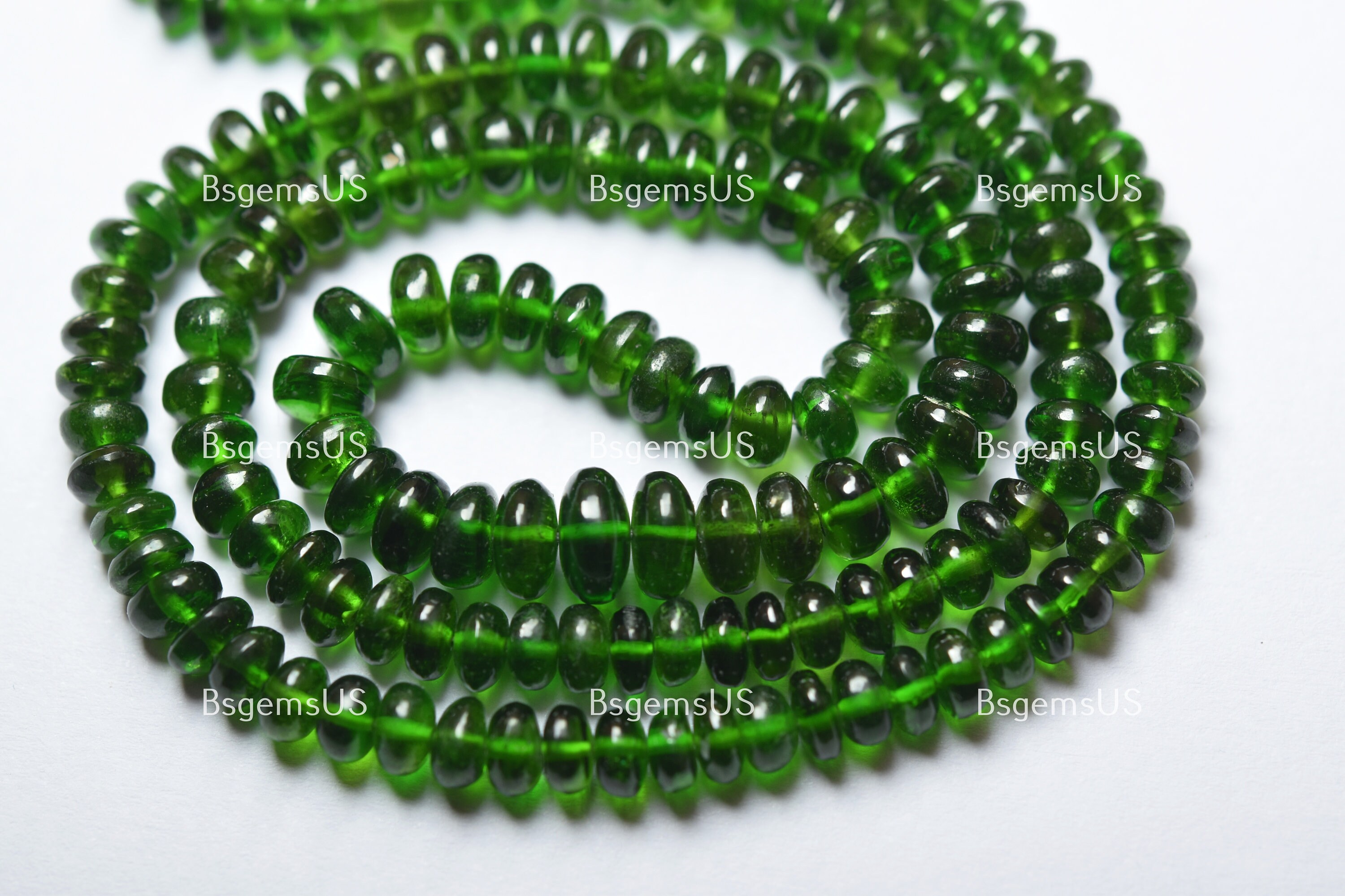7 Inch Strand, Natural Chrome Diopside Smooth Rondelles. Size 3-4mm 7 Inch Strand, Natural Chrome Diopside Smooth Rondelles. Size 3-4mm