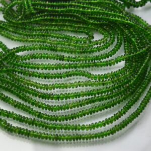 8 Inch Strand, Natural Chrome Diopside Smooth Rondelles. Size 3-4mm 8 Inch Strand, Natural Chrome Diopside Smooth Rondelles. Size 3-4mm