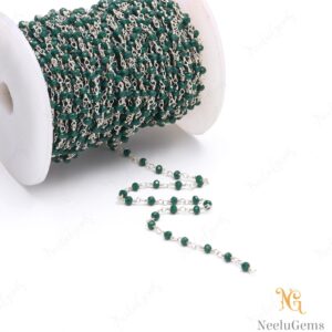 Beautiful Chrome Diopside Hydro Rondelle Beads Chain,3 Mm Silver Plated Wire Wrap Microcut Beaded Chain,rosary Chain For Handmade Jewelry Beautiful Chrome Diopside Hydro Rondelle Beads Chain,3 Mm Silver Plated Wire Wrap Microcut Beaded Chain,rosary Chain For Handmade Jewelry