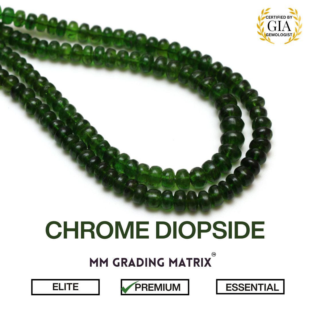 Chrome Diopside Gemstone Beads, 3.5 Mm To 5.5 Mm, Chrome Diopside Smooth Rondelle Shape Beads, Beads For Jewelry Making, Strand 18 Inches