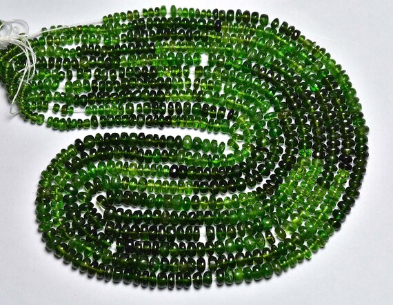 Superb Chrome Diopside Rondelle Bead - 14 Inches - Natural Beautiful Smooth Chrome Diopside Rondelles - Size Is 3.5 - 4.5 Mm #1550