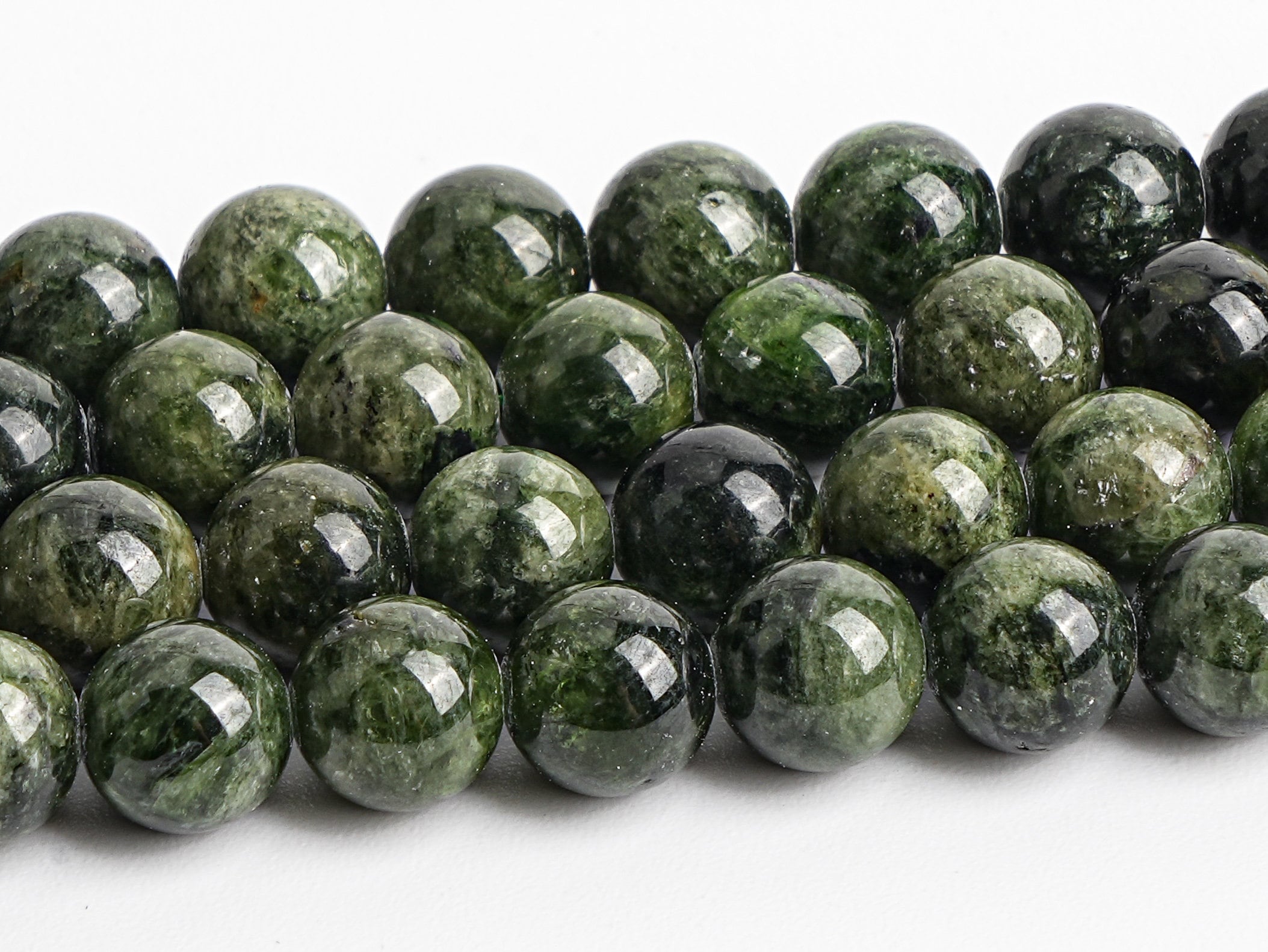Dark Green Diopside Beads Genuine Natural Grade A+ Gemstone Round Loose Beads 6mm 8mm Bulk Lot Options