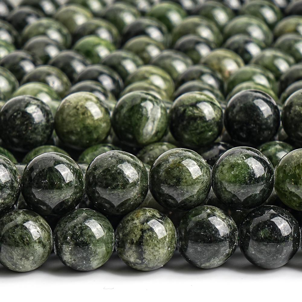Genuine Natural Diopside Gemstone Beads 6mm 8mm Dark Green Round A+ Quality Loose Beads
