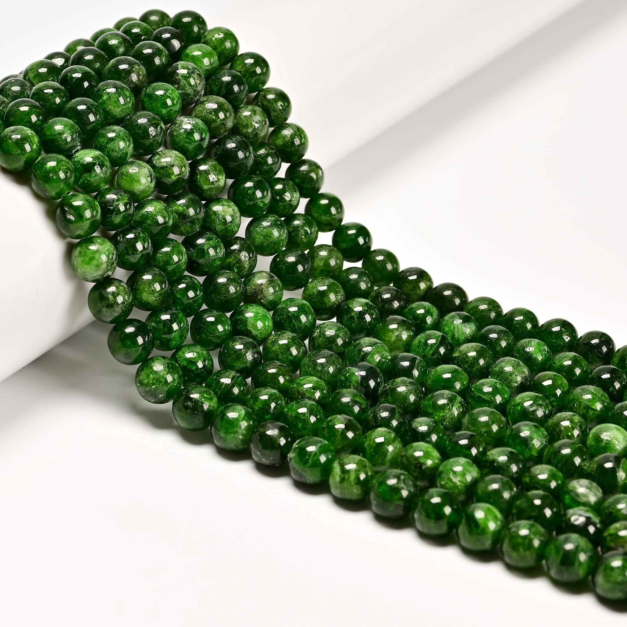 Grade Aaa High Quality Natural Diopside Smooth Round Beads 7mm 8mm 15.5'' Strand