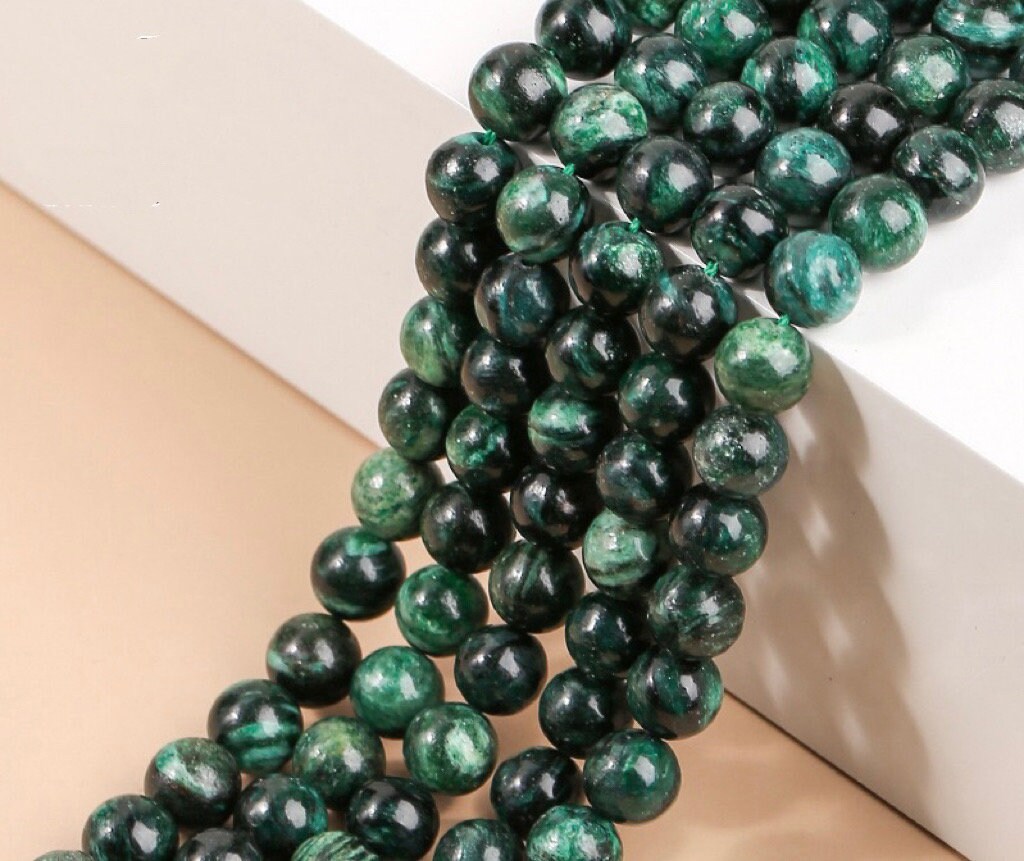 Natural Genuine Diopside Round Beads,6mm 8mm 10mm 12mm Genuine Green Diopside Beads,one Strand 15" Natural Genuine Diopside Round Beads,6mm 8mm 10mm 12mm Genuine Green Diopside Beads,one Strand 15"