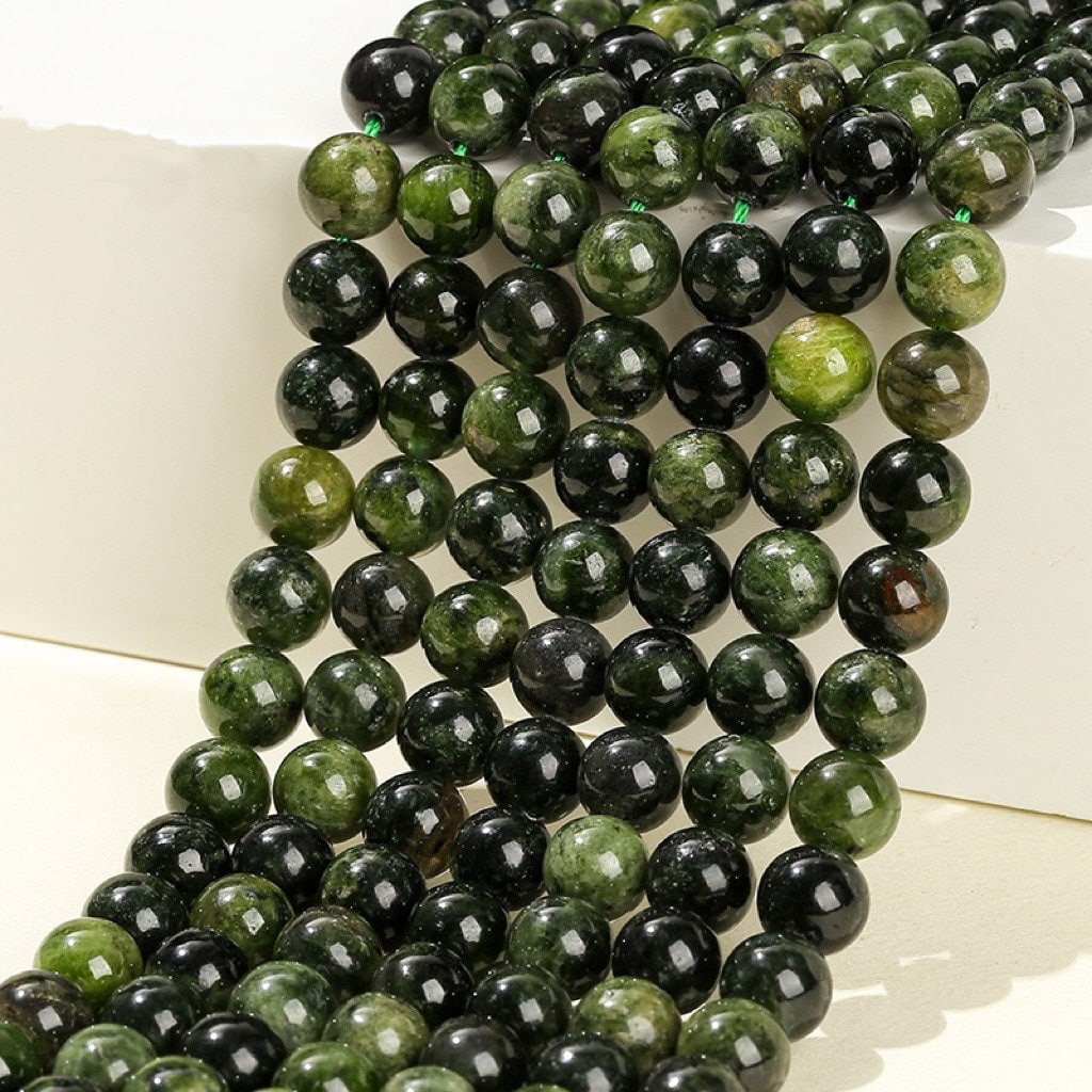 Natural Genuine Diopside Round Beads,6mm 8mm 10mm 12mm Genuine Green Diopside Beads,one Strand 15" Natural Genuine Diopside Round Beads,6mm 8mm 10mm 12mm Genuine Green Diopside Beads,one Strand 15"
